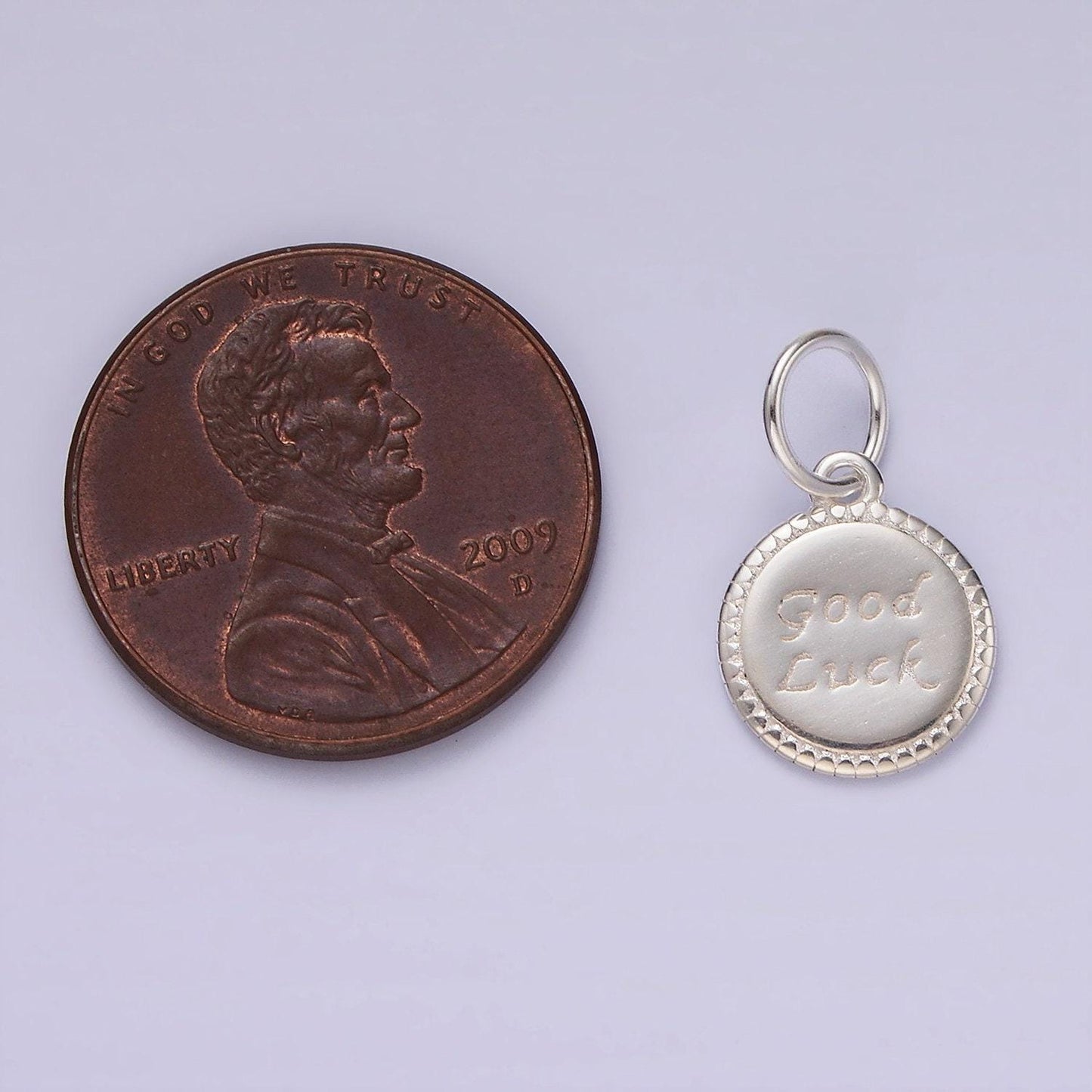 Sterling silver good luck word charm s925 silver lucky round coin charms for jewelry making supplies necklace bracelet earring supply sl434