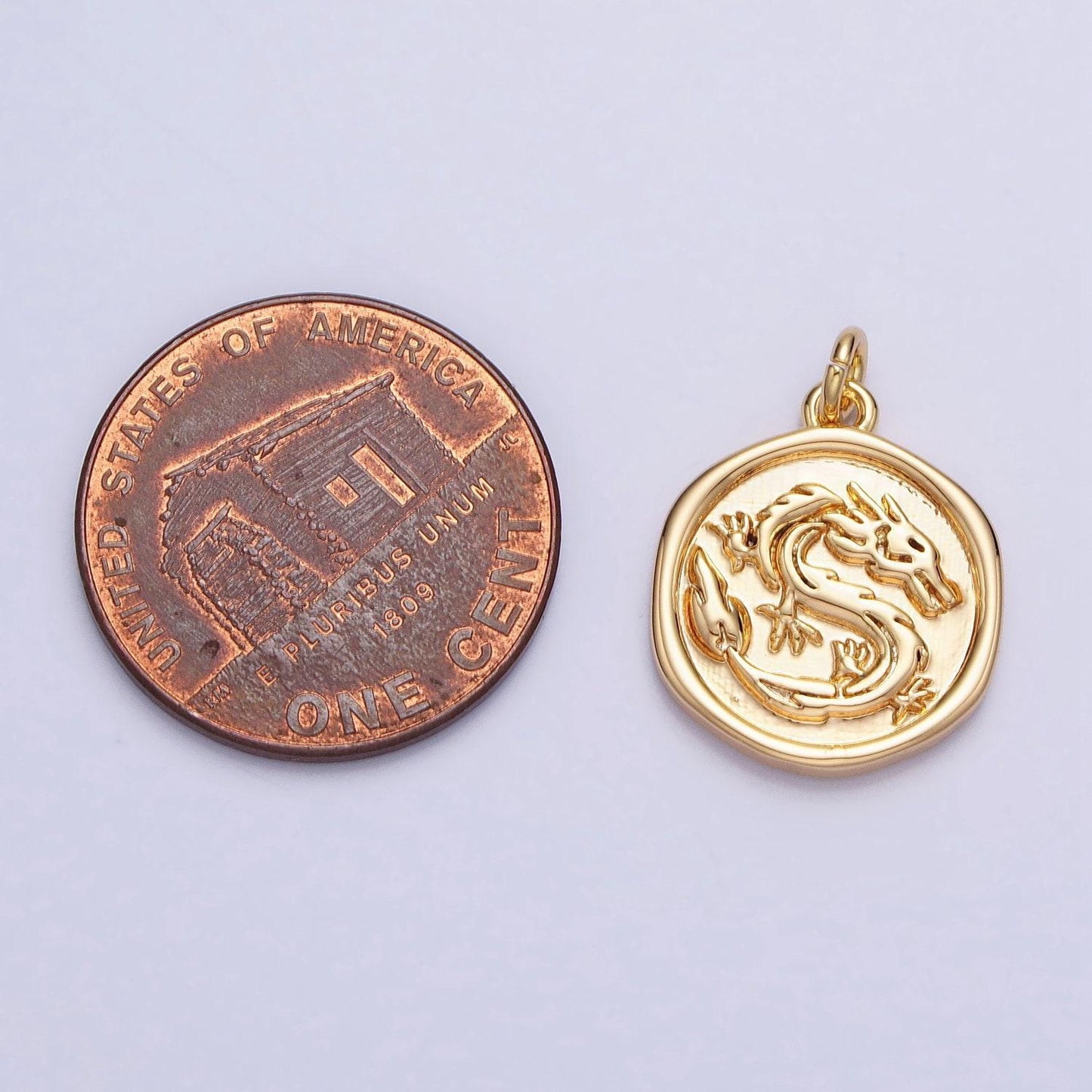 Mini gold ancient coin charm dragon silver dragon fantasy creature for bracelet necklace earring supply ac-440 ac946
