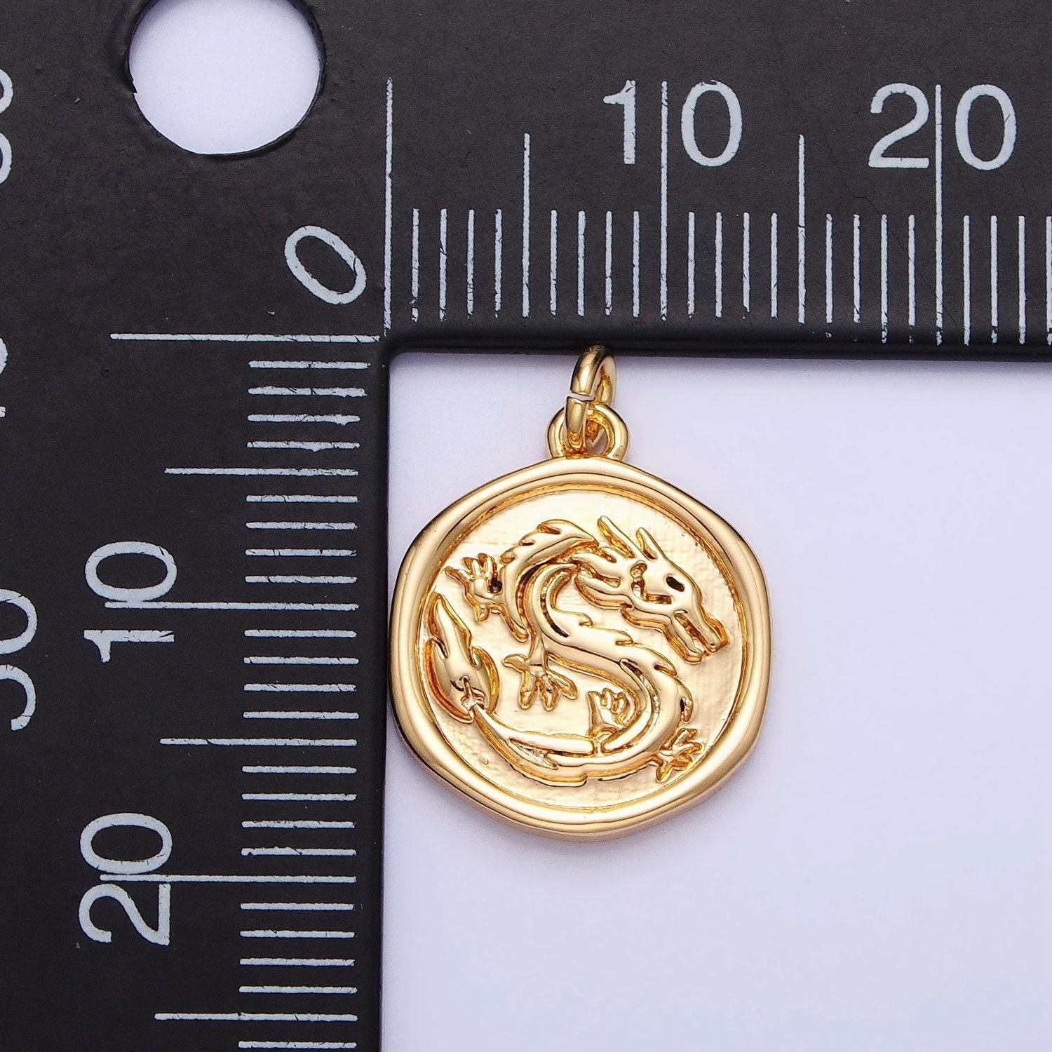 Mini gold ancient coin charm dragon silver dragon fantasy creature for bracelet necklace earring supply ac-440 ac946