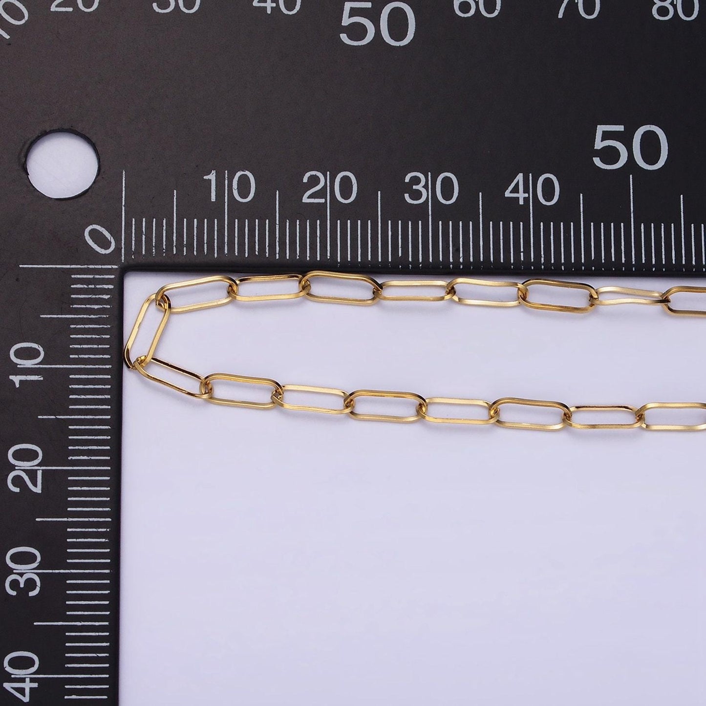 Gold stainless steel 3mm minimalist paper clip unfinished gold bulk chain by yard| roll-1472