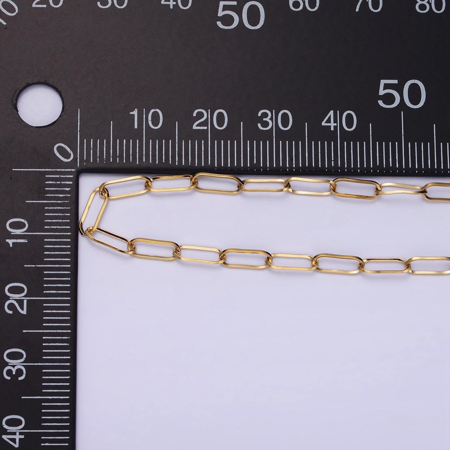 Gold stainless steel 3mm minimalist paper clip unfinished gold bulk chain by yard| roll-1472