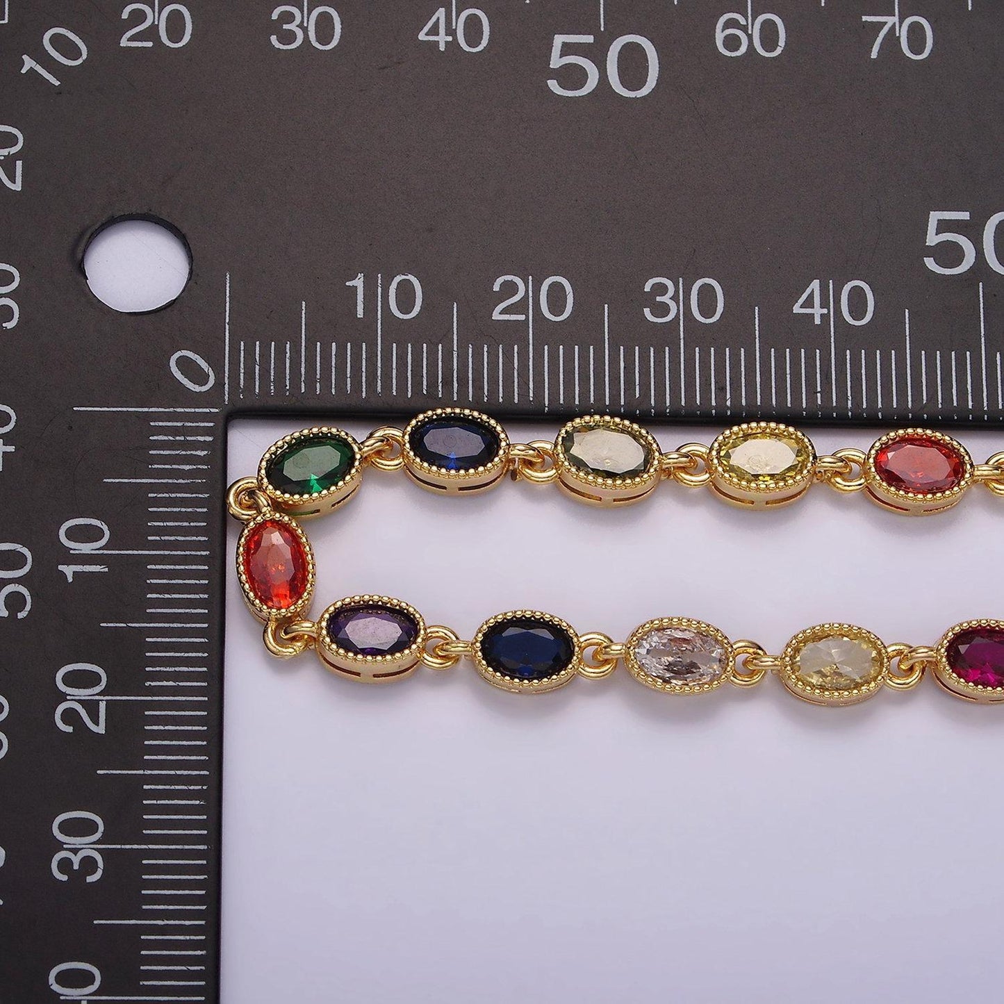 14k gold filled charm necklace | multicolor cz stone charms necklace | oval rainbow zirconia stone necklace for christmas gift wa2246