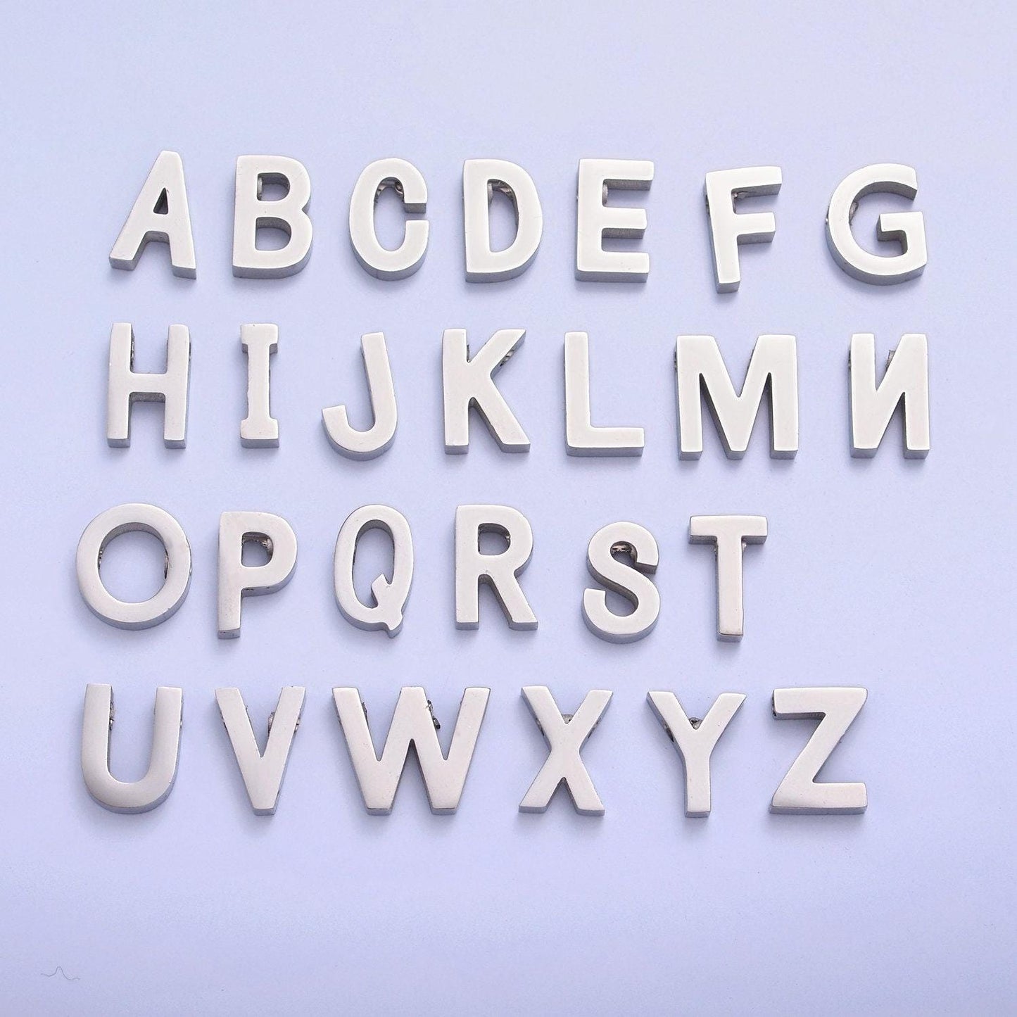 Silver stainless steel minimalist initial letters pendant wholesale jewelry supply personalized alphabet charm | a1682-a1694