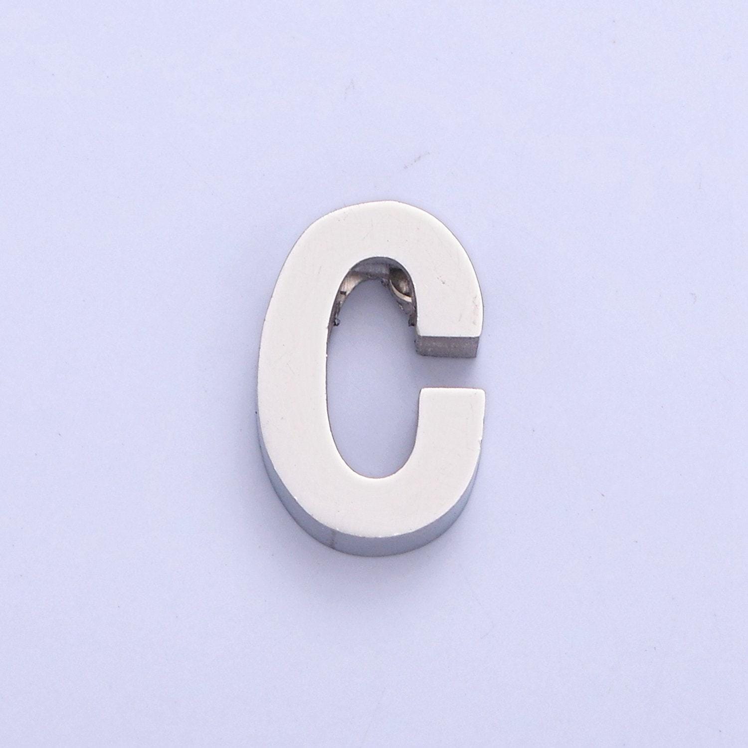 Silver stainless steel minimalist initial letters pendant wholesale jewelry supply personalized alphabet charm | a1682-a1694