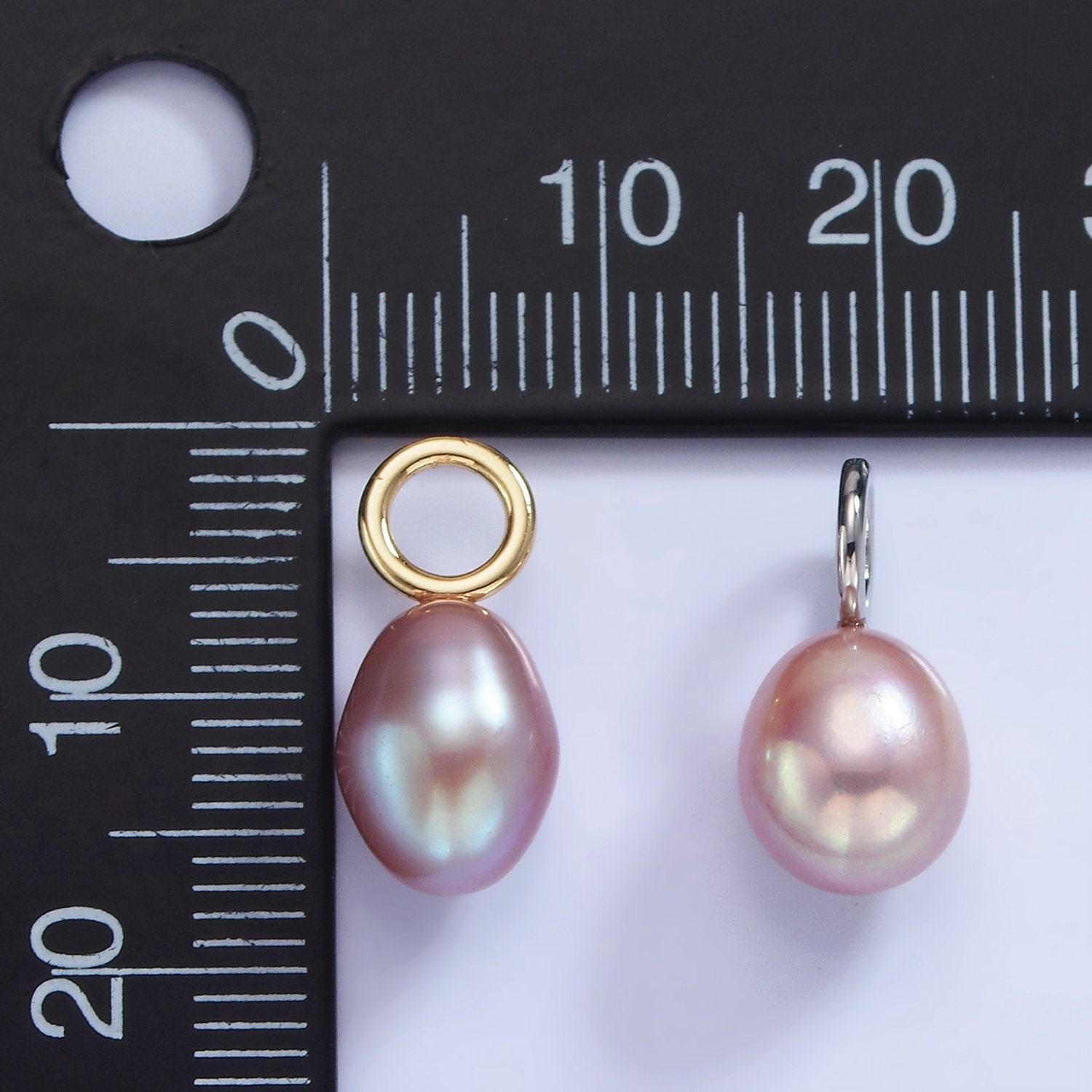 14k gold filled pink, white, purple oval freshwater pearl drop pendant | p1675 - p1677