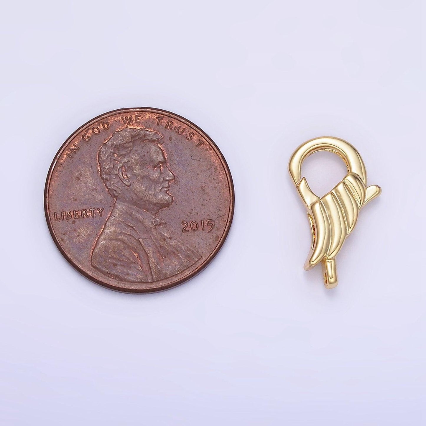 Gold filled textured wing clasp tiny trigger clasp – unique design angel wing lobster claw for jewelry making supplies z764