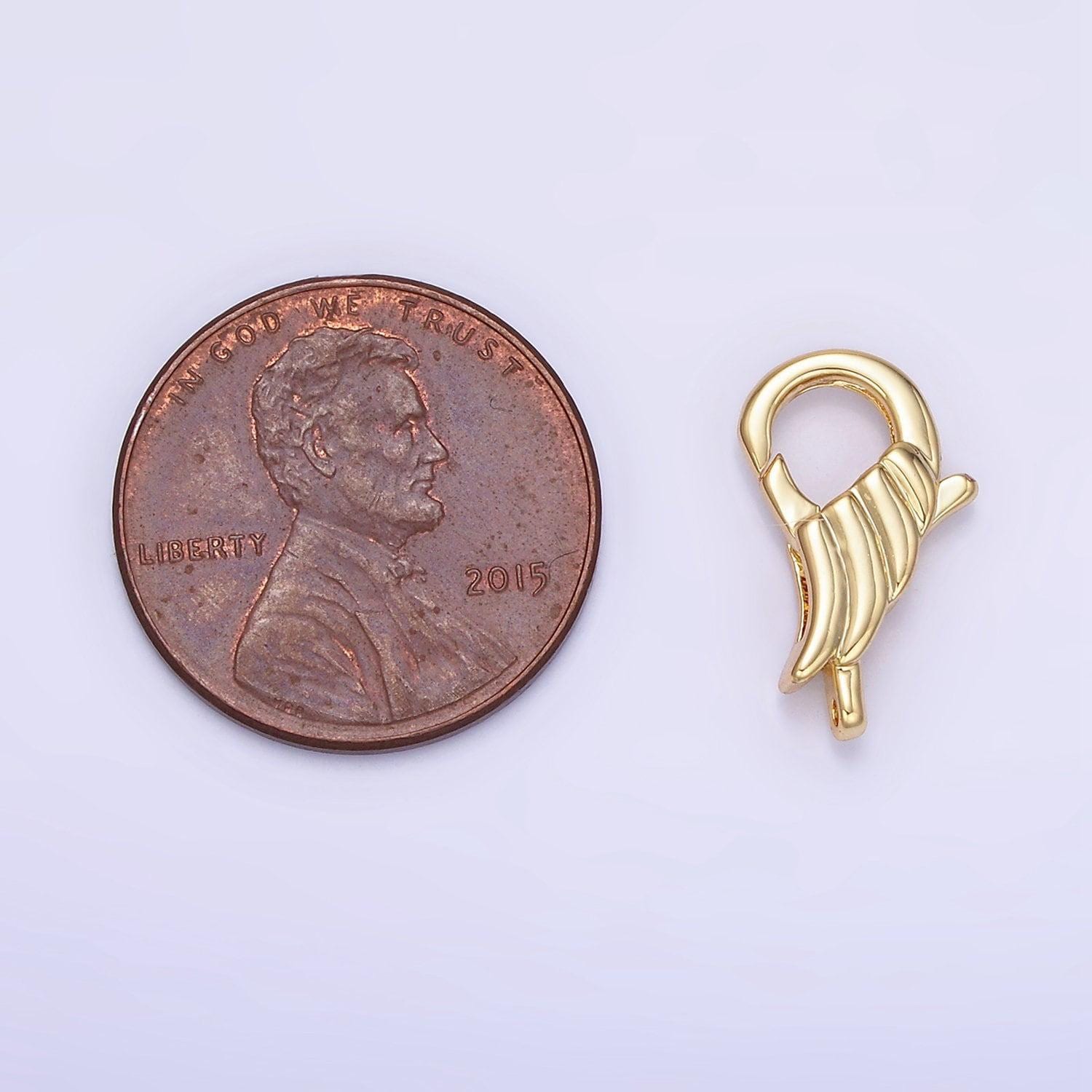 Gold filled textured wing clasp tiny trigger clasp – unique design angel wing lobster claw for jewelry making supplies z764