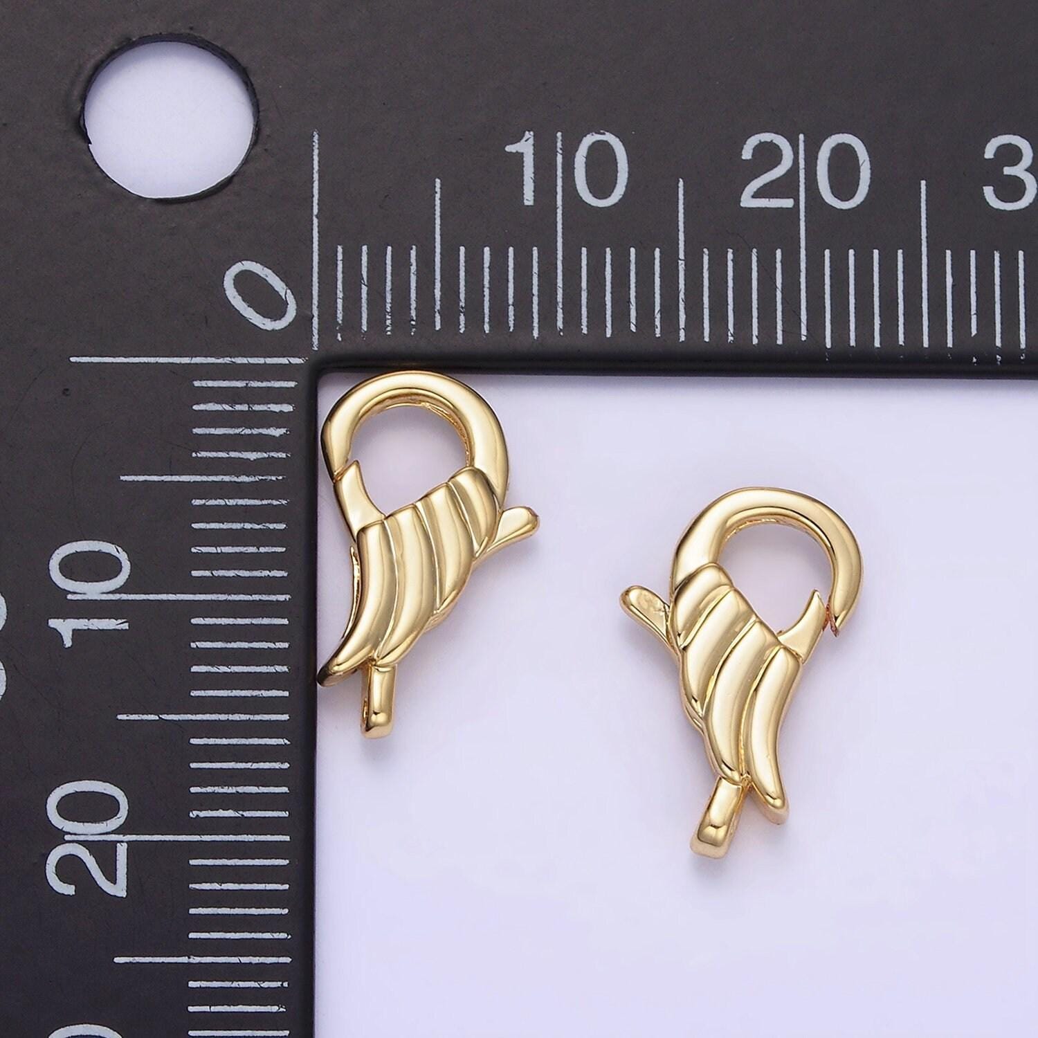 Gold filled textured wing clasp tiny trigger clasp – unique design angel wing lobster claw for jewelry making supplies z764