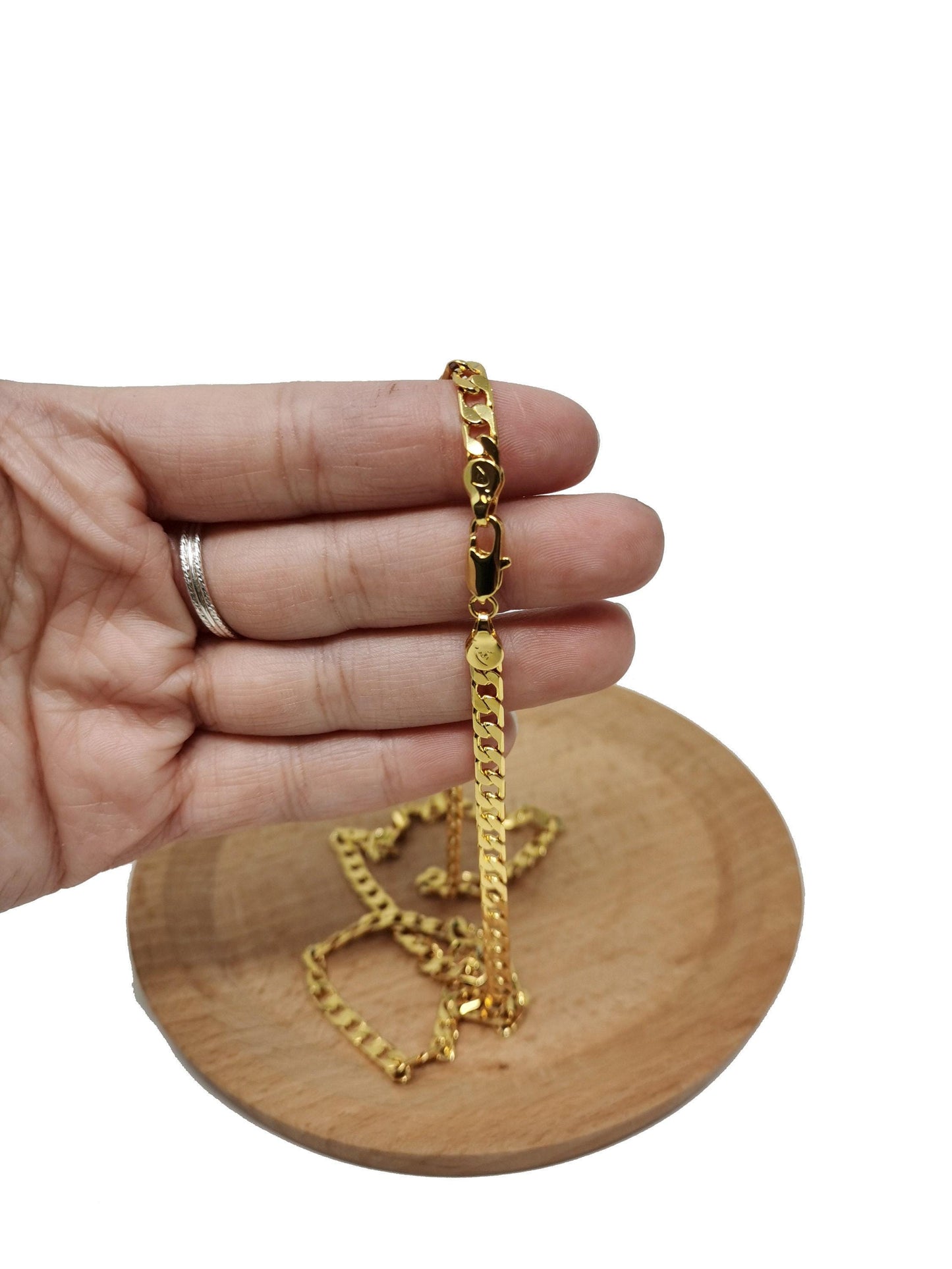 1pc 19.9'' ready to use 24k gold cuban curbnecklace chainlayer cuban curb chain dainty necklace,forpendant charm necklace making, 965