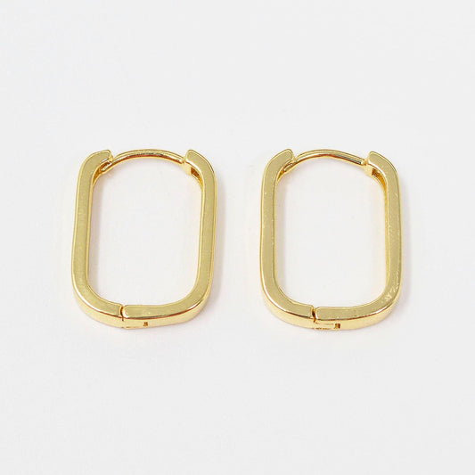 Oval hoop earring 24k gold filled earrings, mini hoop earrings dainty u shaped earring for everyday wear hypoallergenic jewelry q-429
