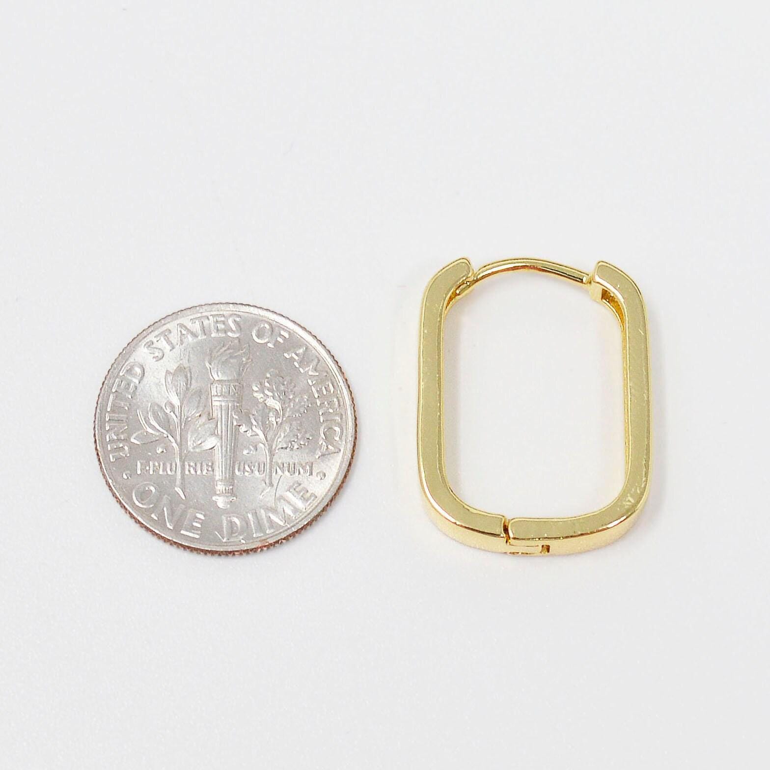 Oval hoop earring 24k gold filled earrings, mini hoop earrings dainty u shaped earring for everyday wear hypoallergenic jewelry q-429