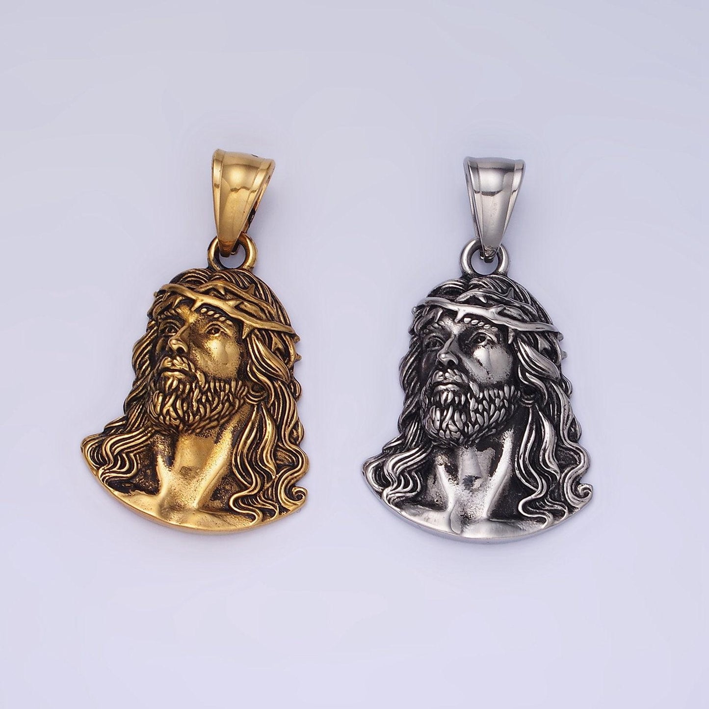 Stainless steel jesus head pendant gold jesus face charm men religious jewelry pendant statement necklace p1213