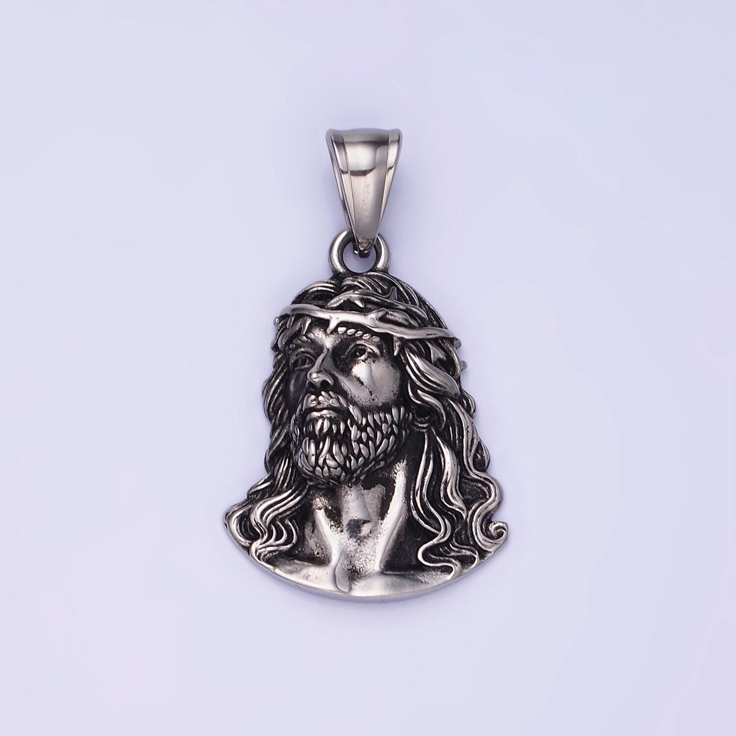 Stainless steel jesus head pendant gold jesus face charm men religious jewelry pendant statement necklace p1213
