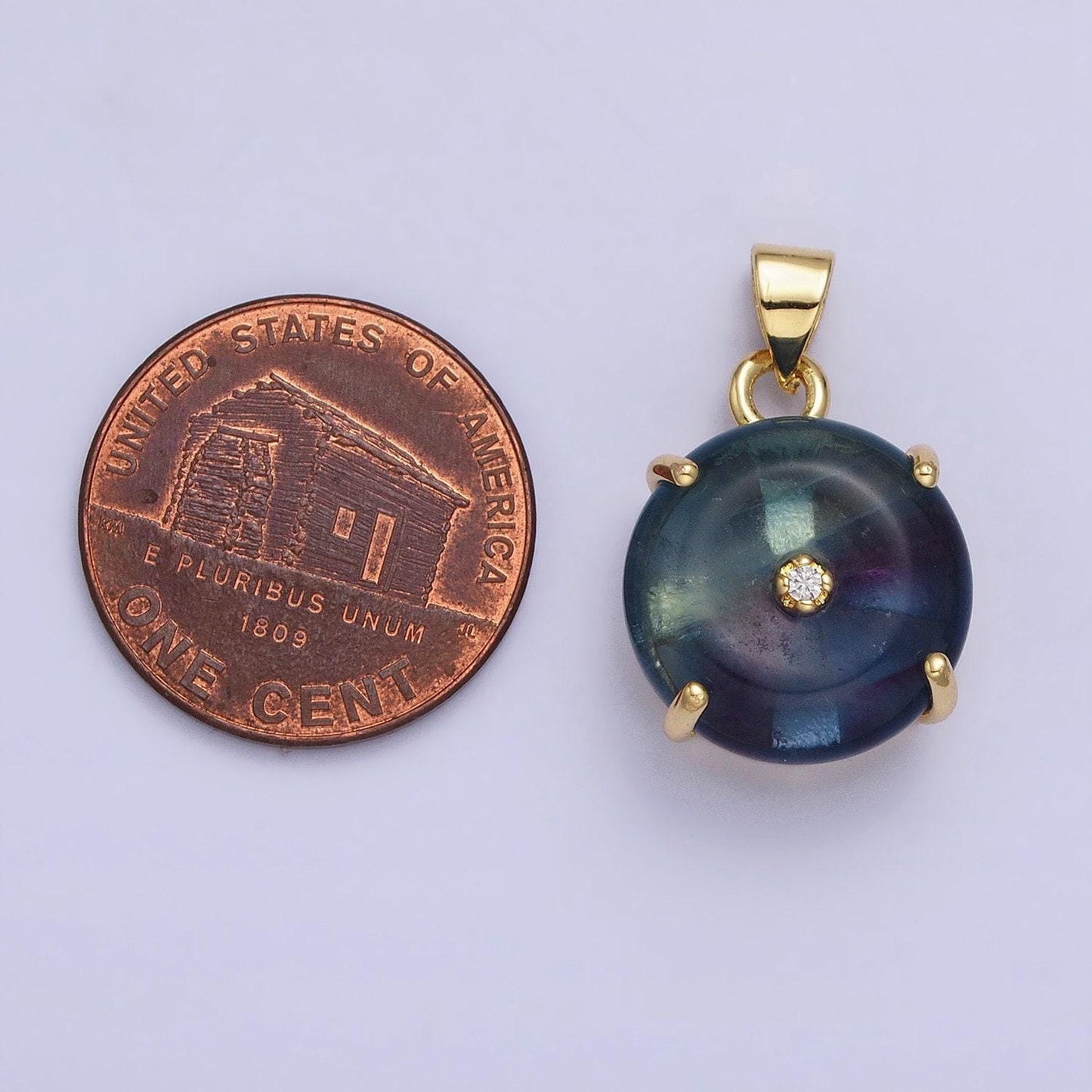 24k gold filled gemstone donut pendant, crystal donut necklace charm amazonite, fluorite natural stone charm aa317