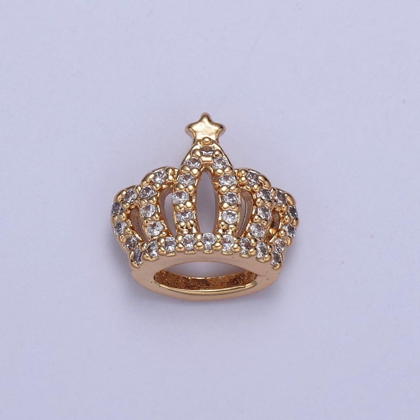 Dainty queen princess crown tiara with star cz pendant charm, micro pave gold filled charm for earring bracelet necklace - n426