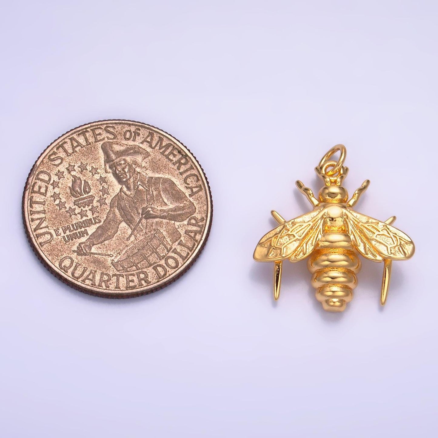 24k gold filled mini flying winged insect pendant, gold leaf-cutter bees hornet beetle charm, minimalist necklaces | w236