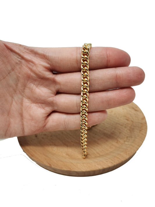 6.7mm gold cuban curb chain by yard, cuban curb chain by foot, wholesale bulk roll chain for jewelry making, thickness 1.8mm,75
