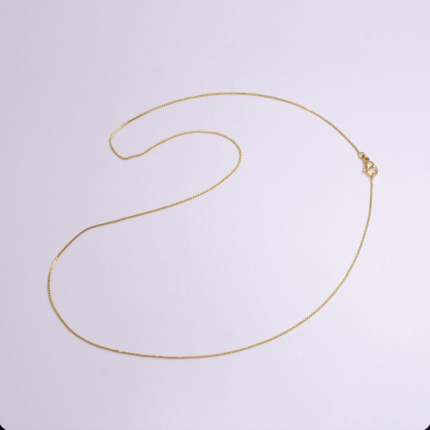 Dainty box chain 0.8mm width chain necklace 14k gold filled ready to wear 19.5" long wa-1906
