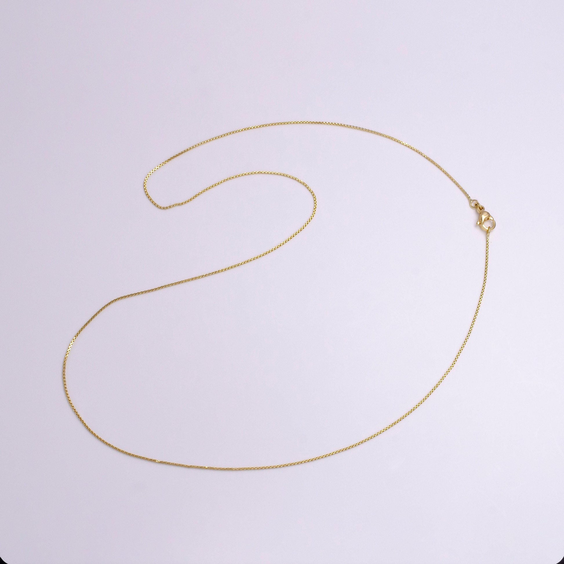 Dainty box chain 0.8mm width chain necklace 14k gold filled ready to wear 19.5" long wa-1906