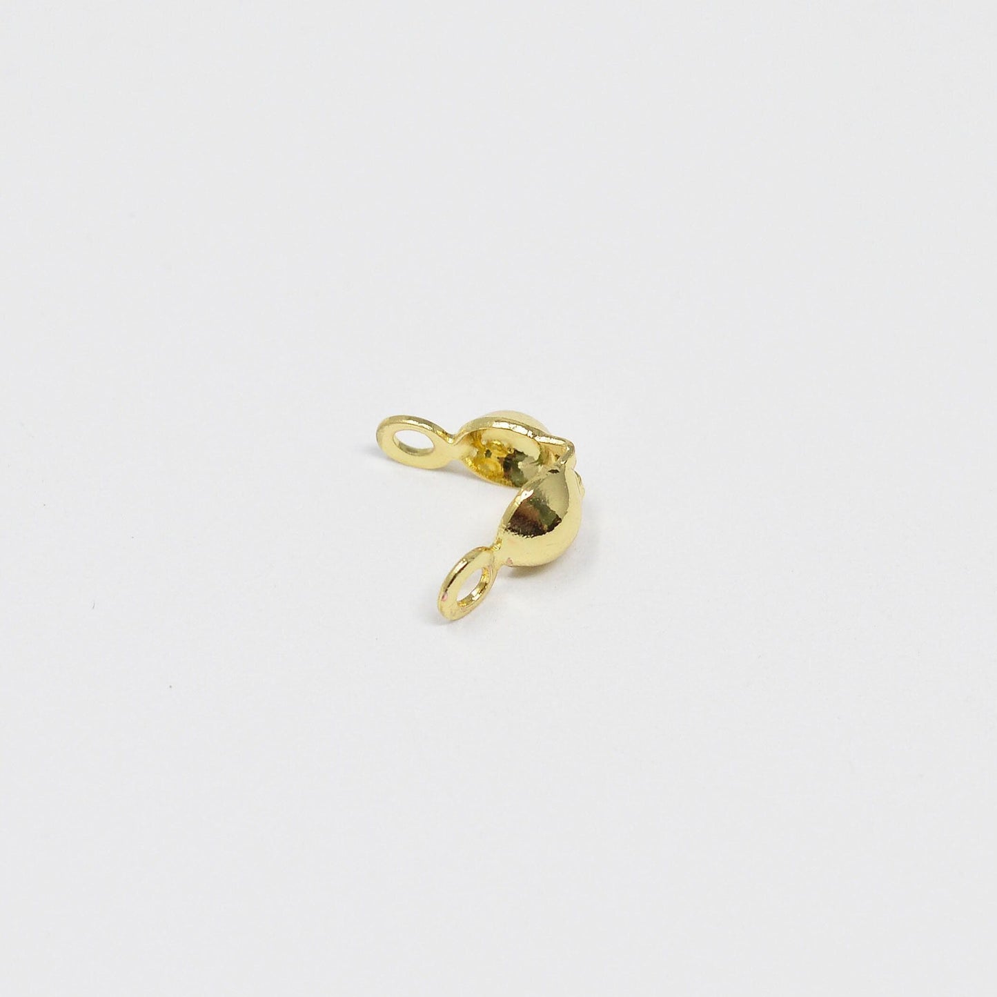 1x gold clamshell end tip beads 3.9mm diameter, ball chain clasps gold clasp for connector ball chain crimp beads l-166