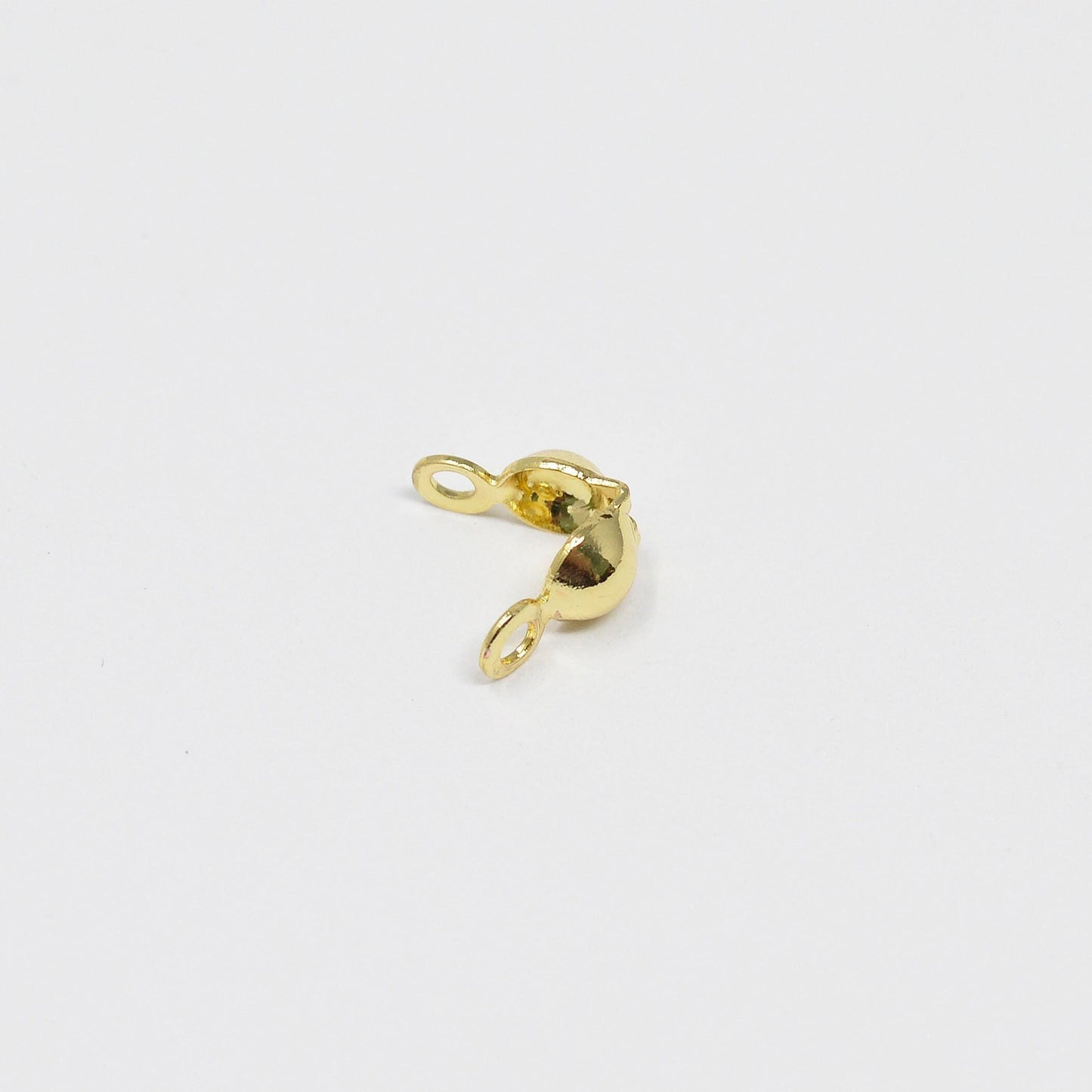 1x gold clamshell end tip beads 3.9mm diameter, ball chain clasps gold clasp for connector ball chain crimp beads l-166