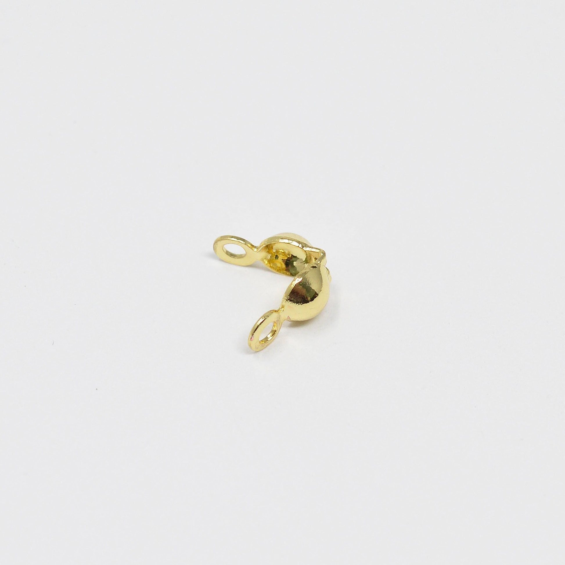 1x gold clamshell end tip beads 3.9mm diameter, ball chain clasps gold clasp for connector ball chain crimp beads l-166
