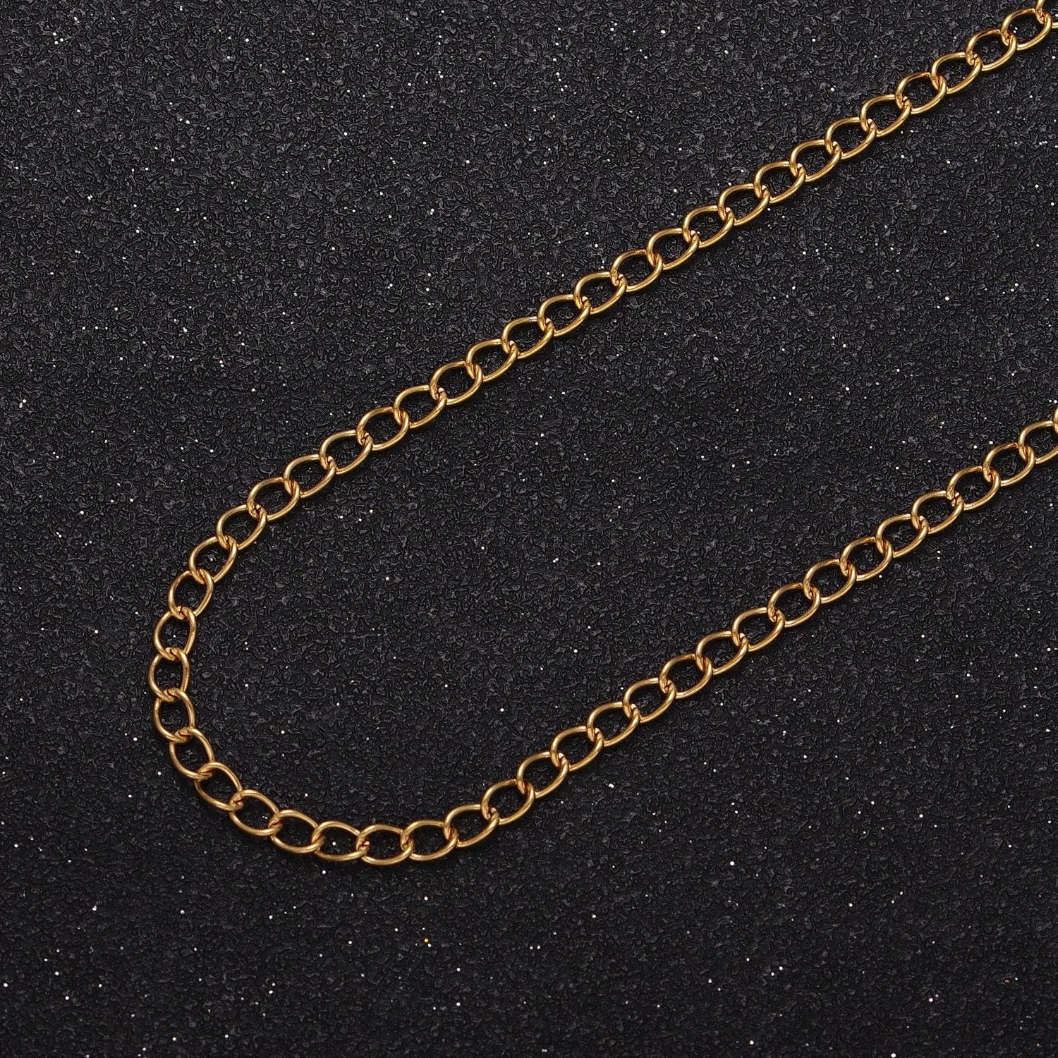 24k gold filled cable thin rolo curb bulk chain, 2.9mm gold & silver unfinished chain for jewelry extenders making | roll-939, roll-940