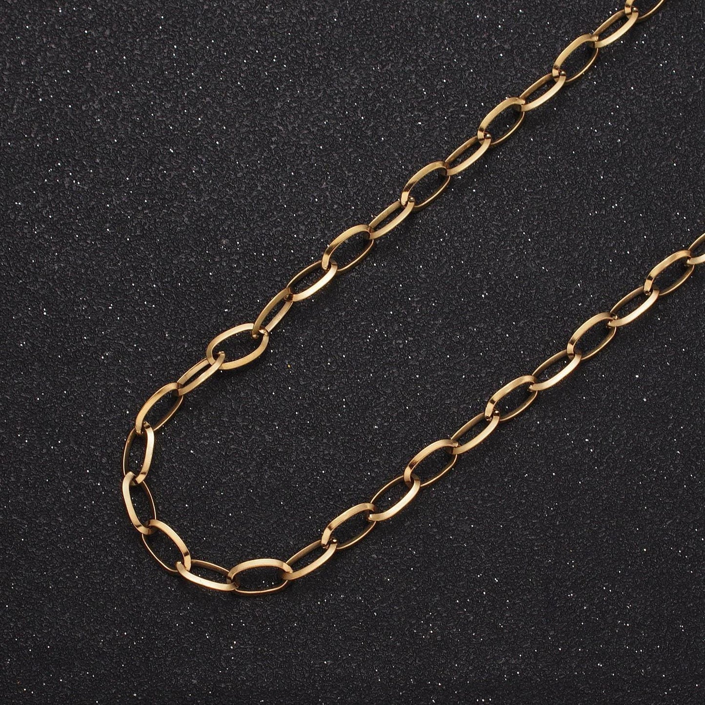 Stainless steel 5x7mm cable charm tarnish-free unfinished chain by yard oval paper clip chain wholesale chain | roll-1356 roll-1357