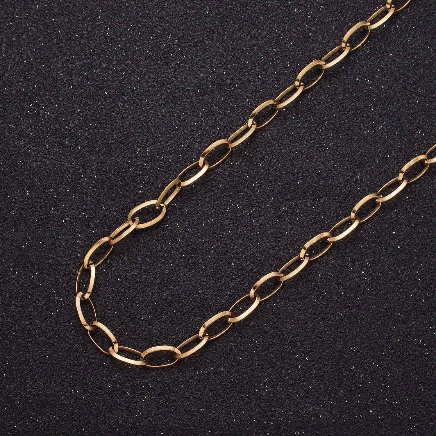 Stainless steel 5x7mm cable charm tarnish-free unfinished chain by yard oval paper clip chain wholesale chain | roll-1356 roll-1357