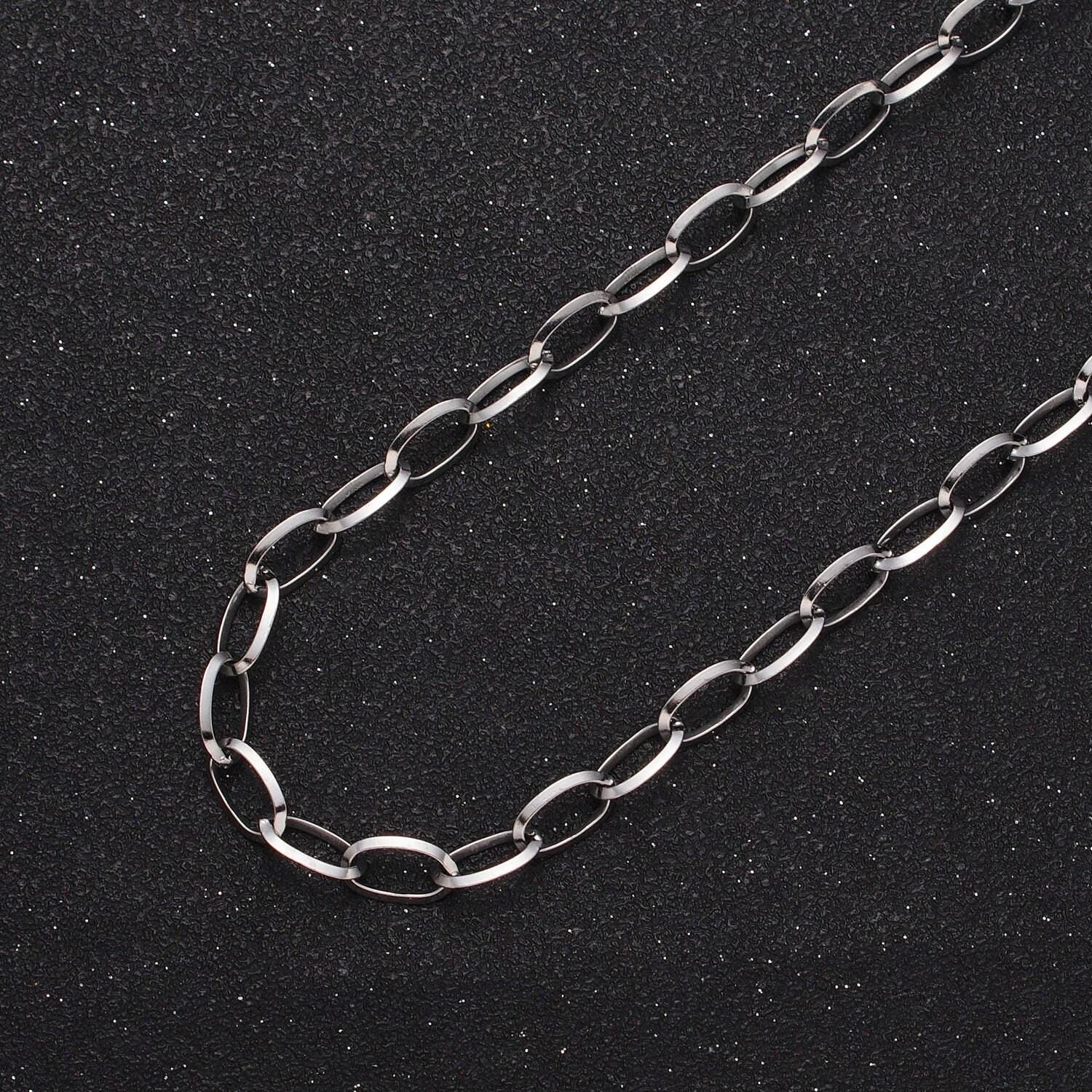 Stainless steel 5x7mm cable charm tarnish-free unfinished chain by yard oval paper clip chain wholesale chain | roll-1356 roll-1357