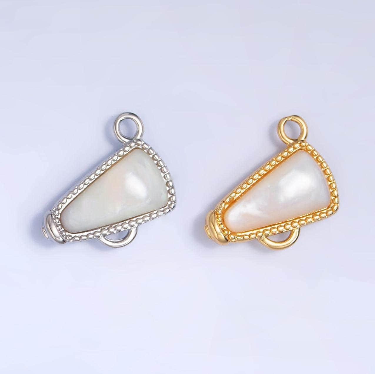 Pearl megaphone charm 24k gold filled cheerleader charm inspired sport cheer cheerleading dance sports pendant for bracelet necklace w050