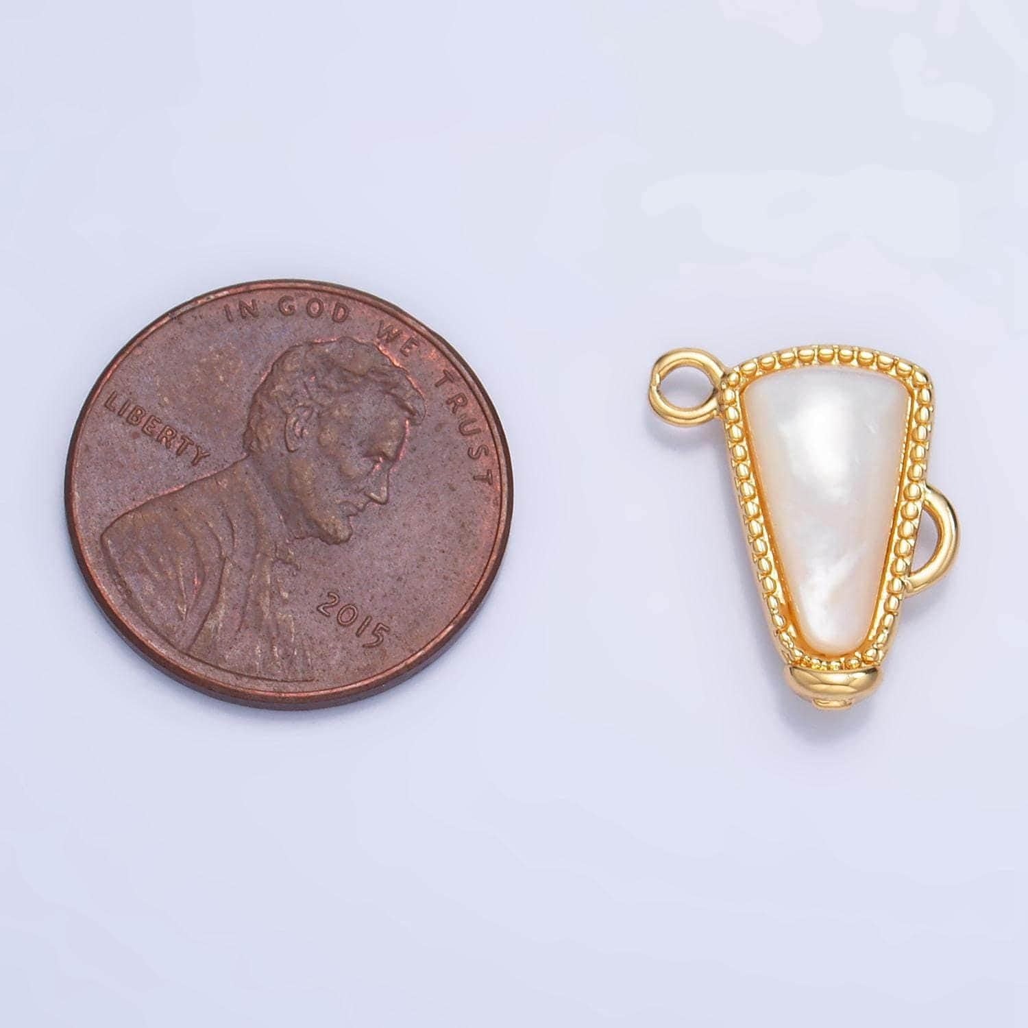 Pearl megaphone charm 24k gold filled cheerleader charm inspired sport cheer cheerleading dance sports pendant for bracelet necklace w050