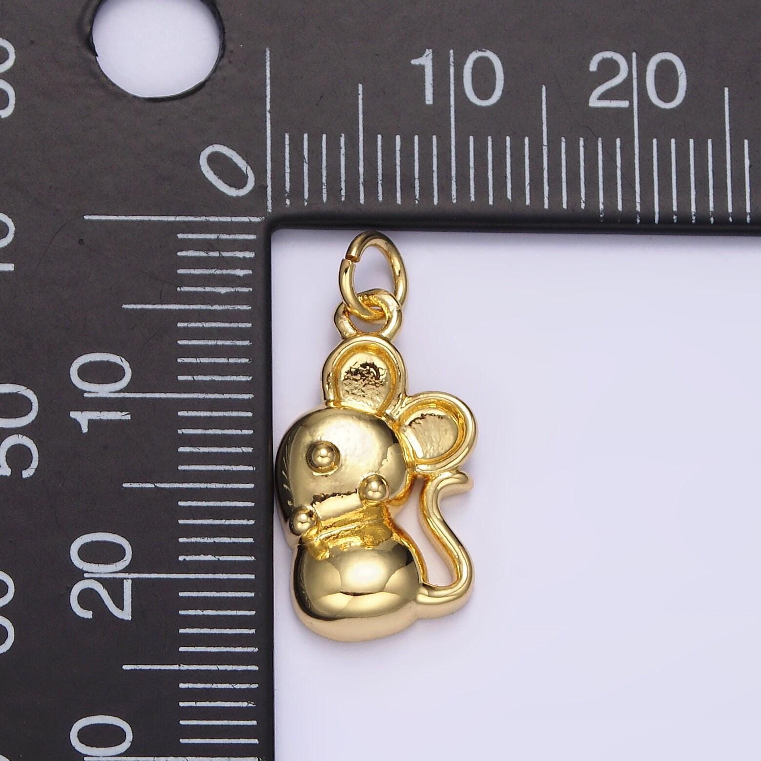 14k gold filled walking, sitting mouse mice animal charm | n1039 n1040