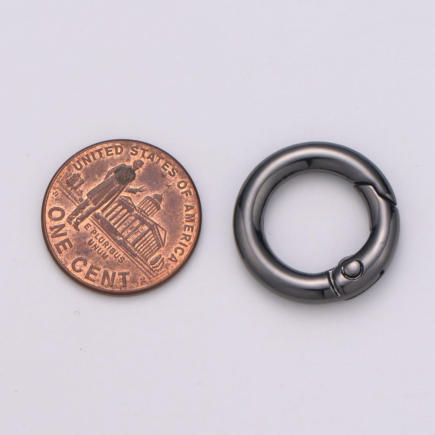 Gold spring gate ring,push gate ring,15,17, 20mm diameter ring holder rose gold black gun metal silver clasp connector charm holder l-33-l35