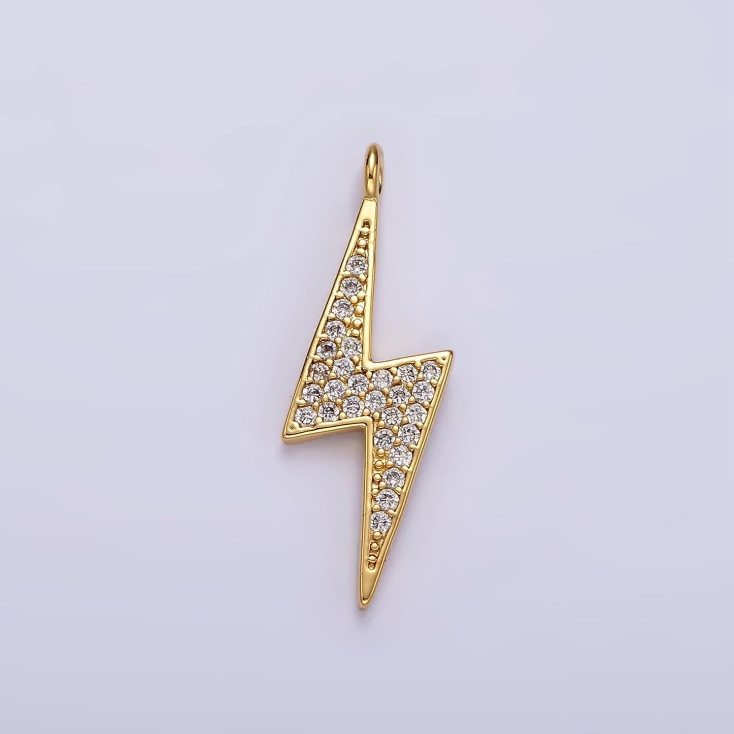 14k gold filled 25.5mm clear micro paved cz thunder lightning bolt charm in gold & silver | ag402 ag403