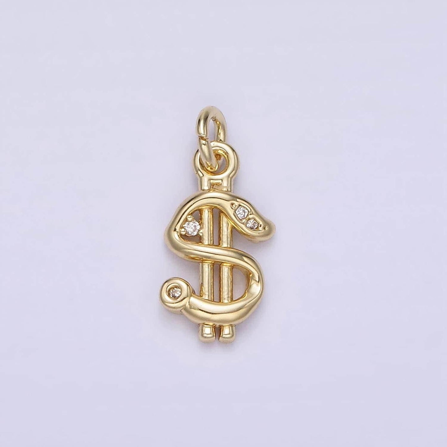 14k gold filled dollar money sign clear cz charm | ac900
