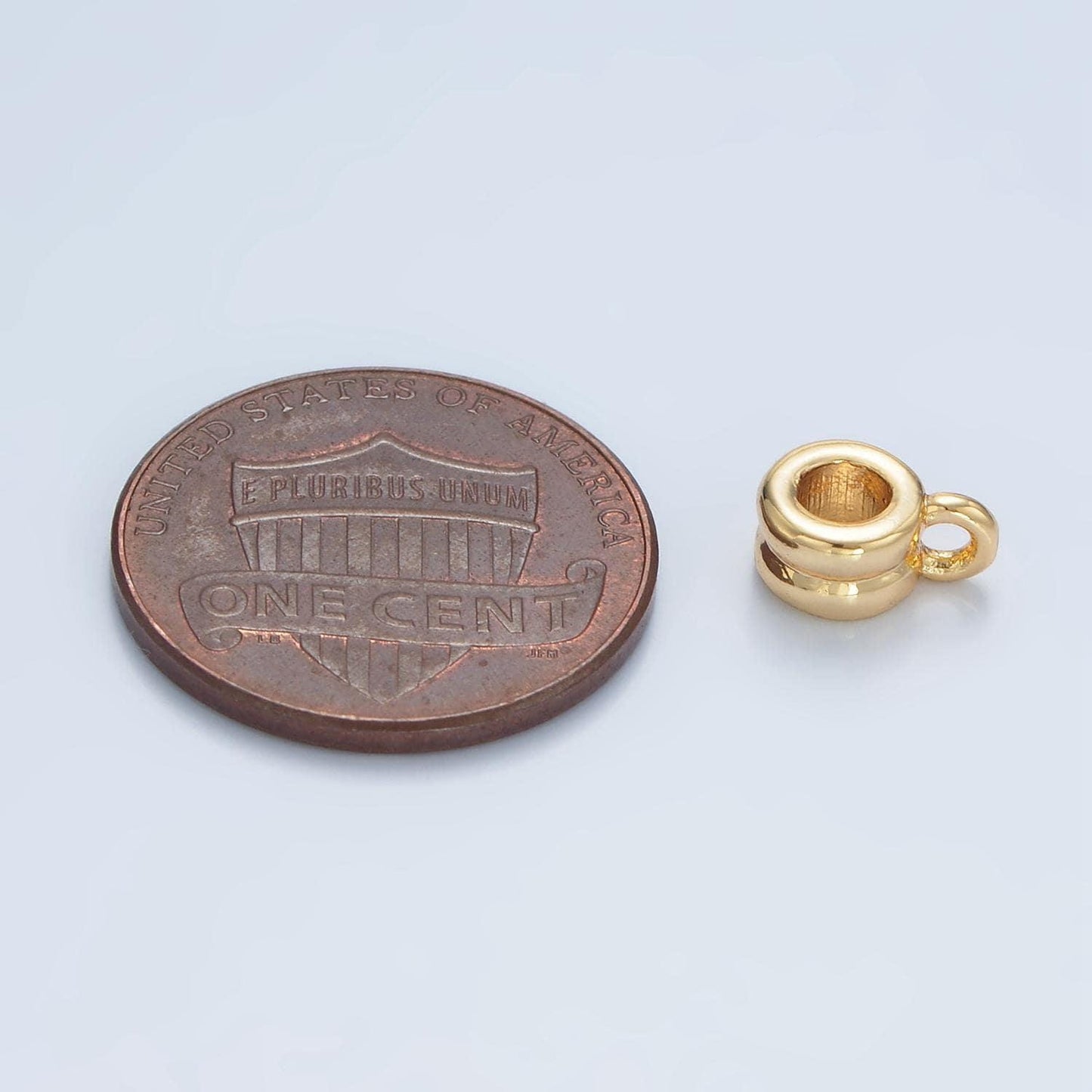 Gold bail beads spacer with closed link for charm holder spacer with loop cord bails slider bails, spacer ring z953