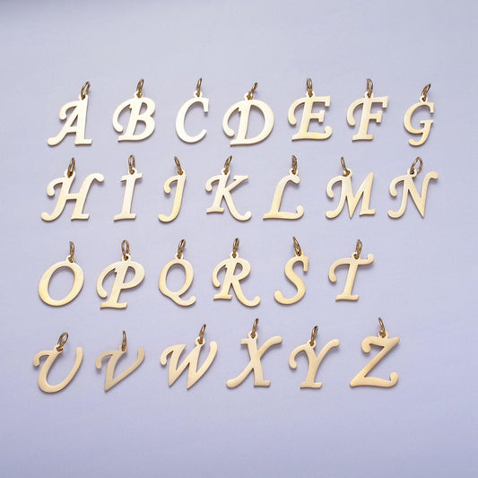 Dainty gold script cursive stainless steel initial letter add on charm for necklace bracelet pendant jewelry making supply a625-a637