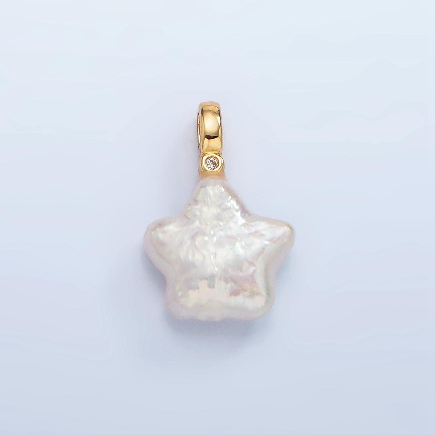 Mini star pearls charm gold white baroque freshwater pearls for necklace bracelet earring beach celestial jewelry making p1874
