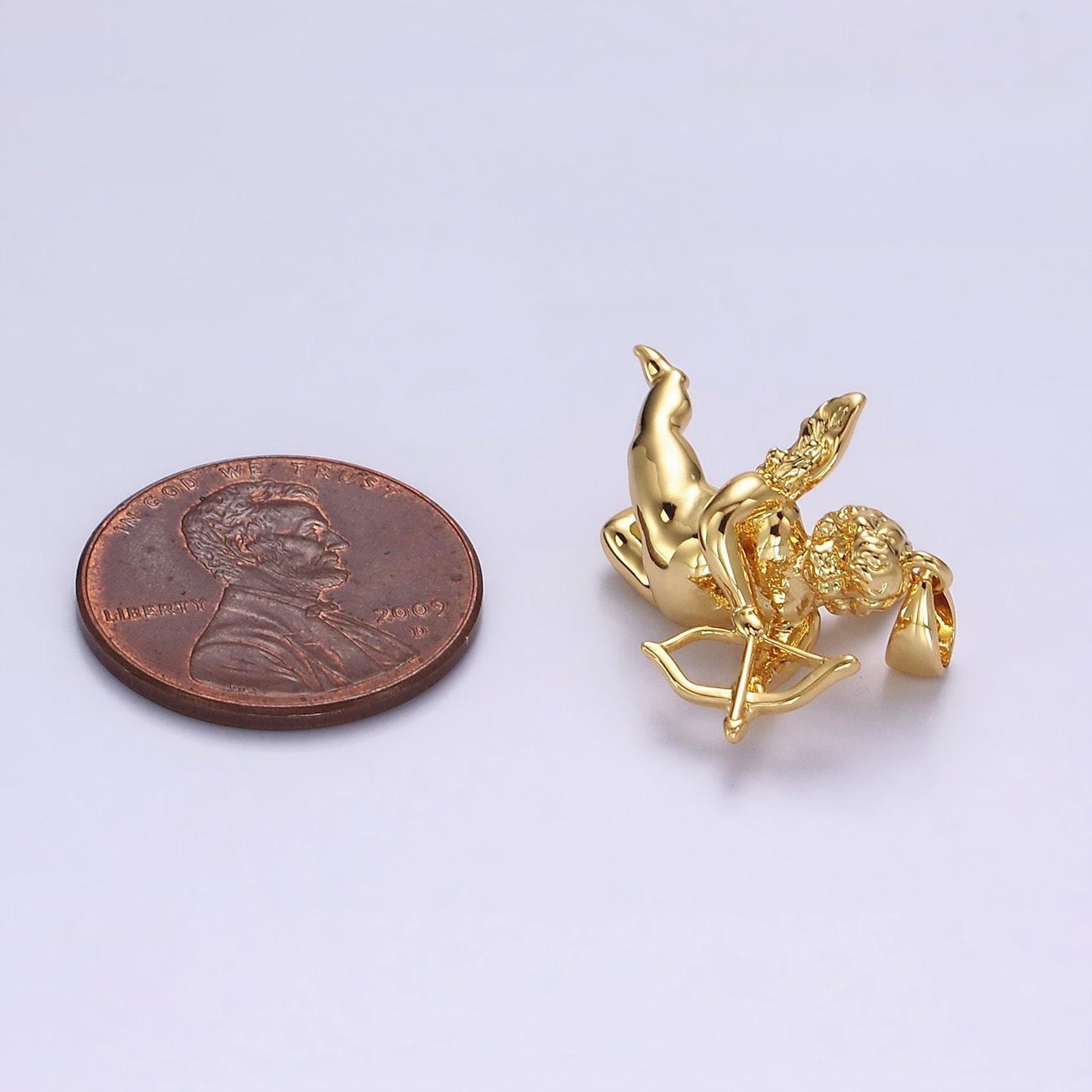 14k gold filled 23mm cherub baby angel mini pendant in gold & silver | n1268 n1269