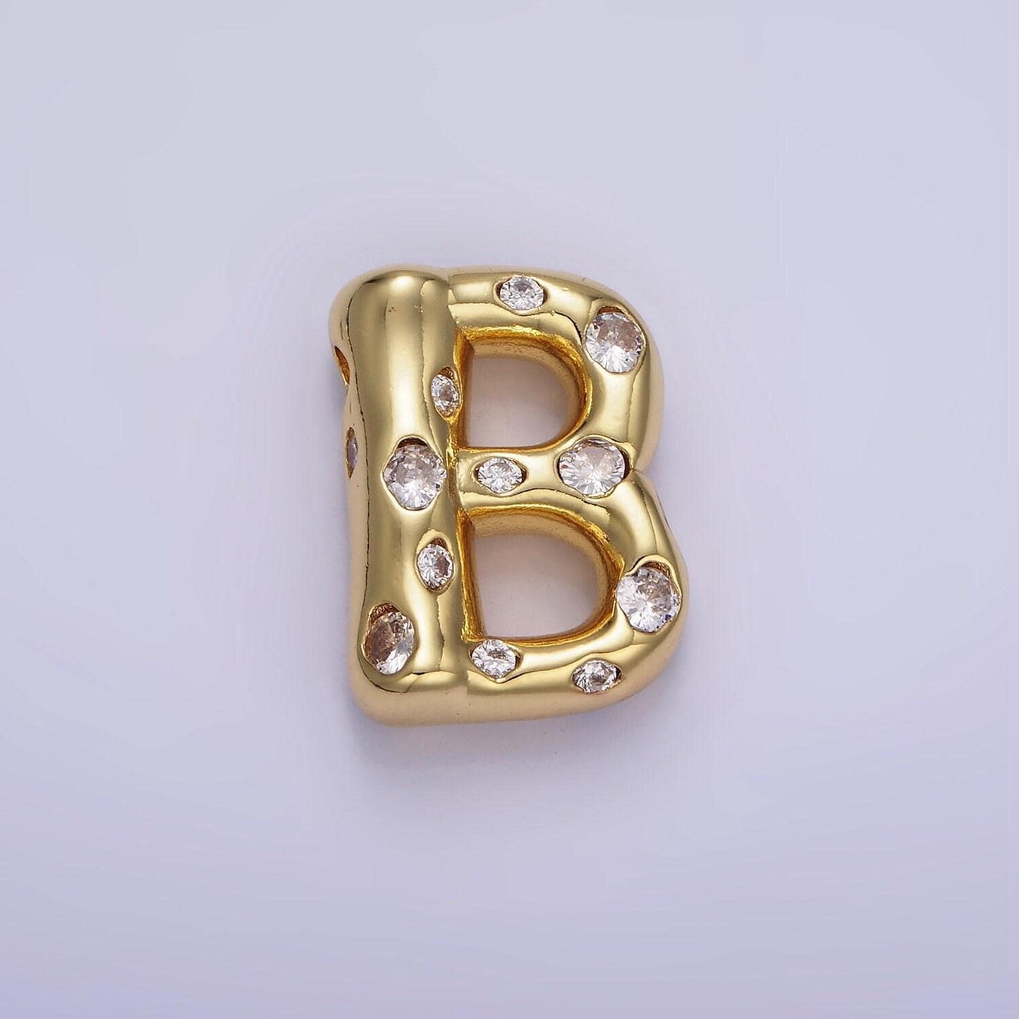 Gold pave balloon pendant cubic zirconia initial necklace charm bubble letter for diy cz alphabet personalized bubble necklace a1041-a1053