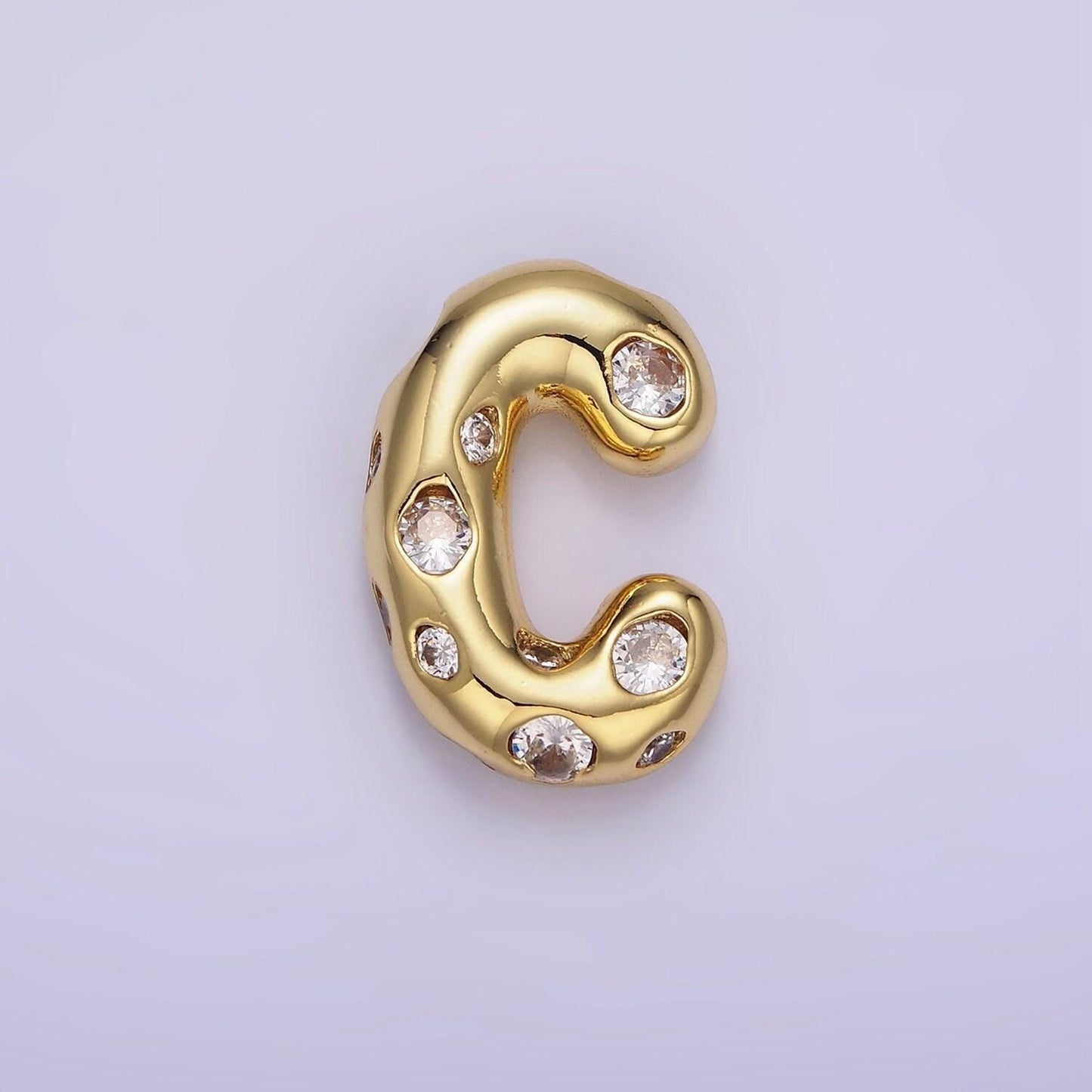 Gold pave balloon pendant cubic zirconia initial necklace charm bubble letter for diy cz alphabet personalized bubble necklace a1041-a1053