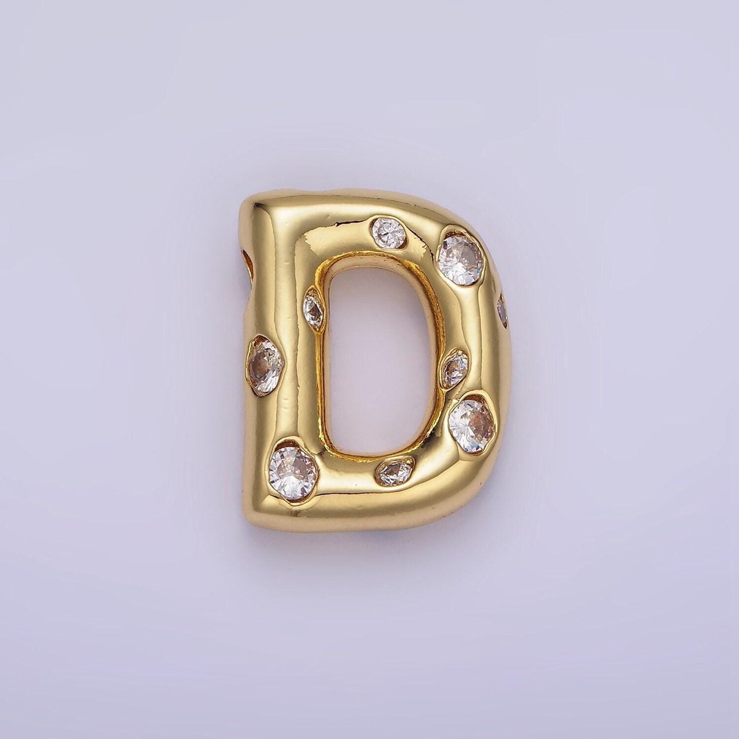 Gold pave balloon pendant cubic zirconia initial necklace charm bubble letter for diy cz alphabet personalized bubble necklace a1041-a1053