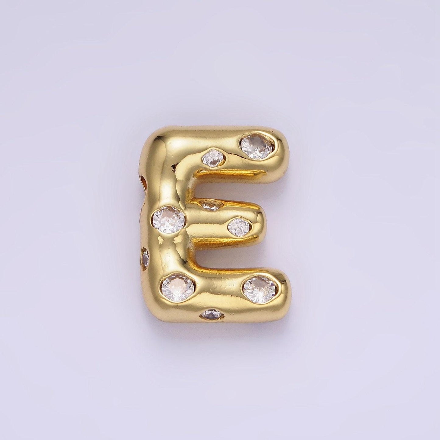 Gold pave balloon pendant cubic zirconia initial necklace charm bubble letter for diy cz alphabet personalized bubble necklace a1041-a1053