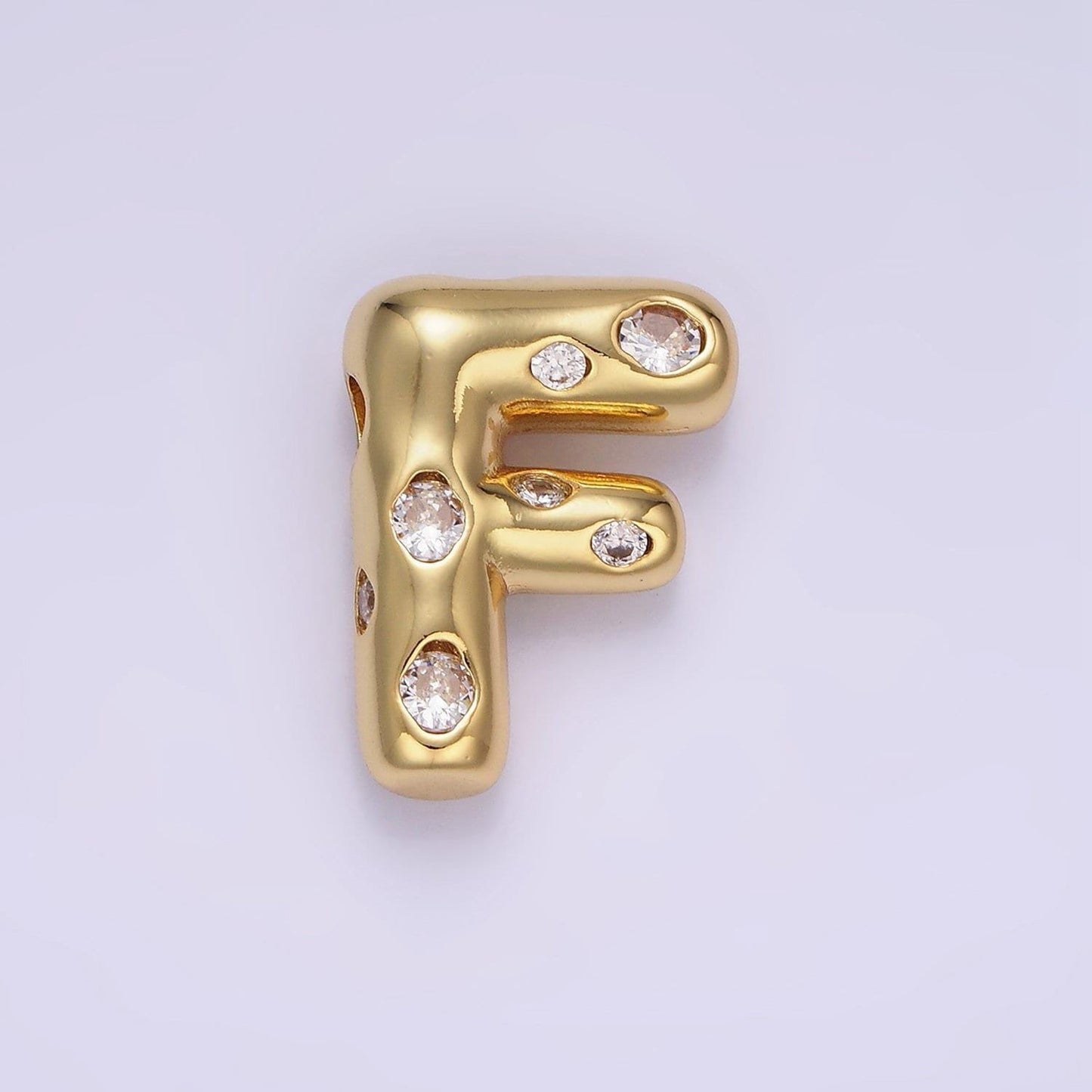 Gold pave balloon pendant cubic zirconia initial necklace charm bubble letter for diy cz alphabet personalized bubble necklace a1041-a1053