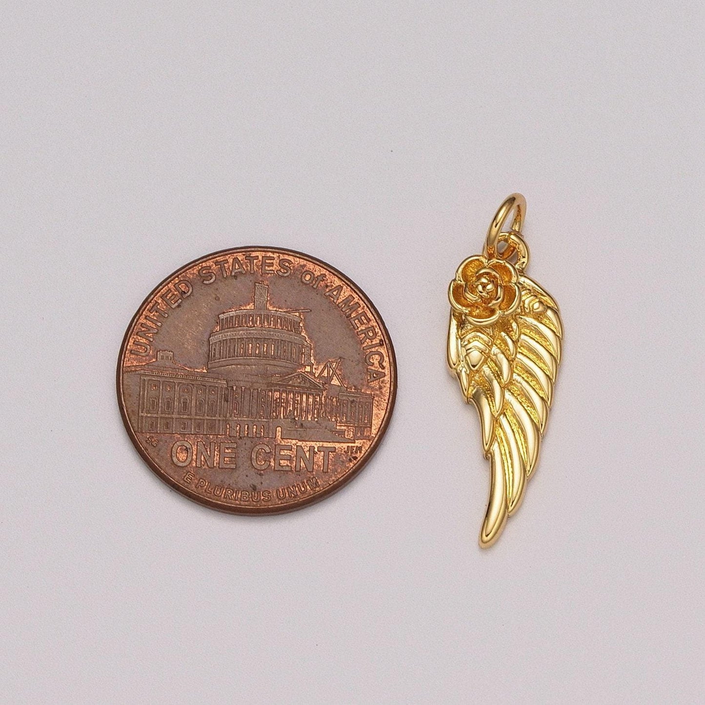 24k gold filled angel wing charm rose half wing add on charm for bracelet necklace earring supply