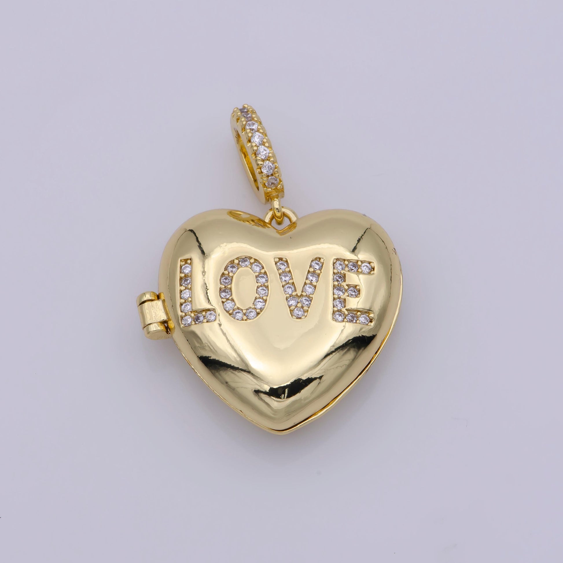 24k gold filled round love heart locket charm necklace, stripes and heart stamps for personalized necklace pendant | h-222
