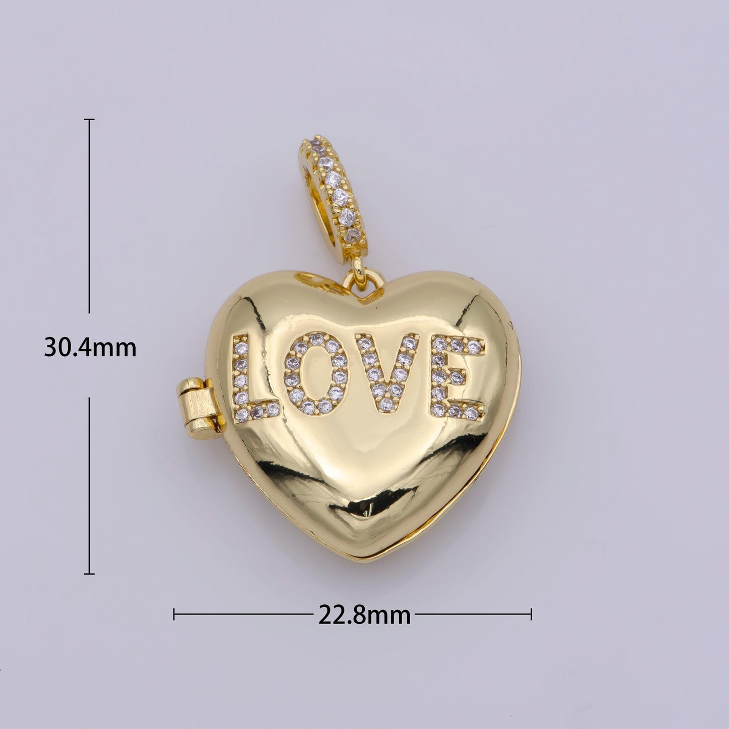 24k gold filled round love heart locket charm necklace, stripes and heart stamps for personalized necklace pendant | h-222
