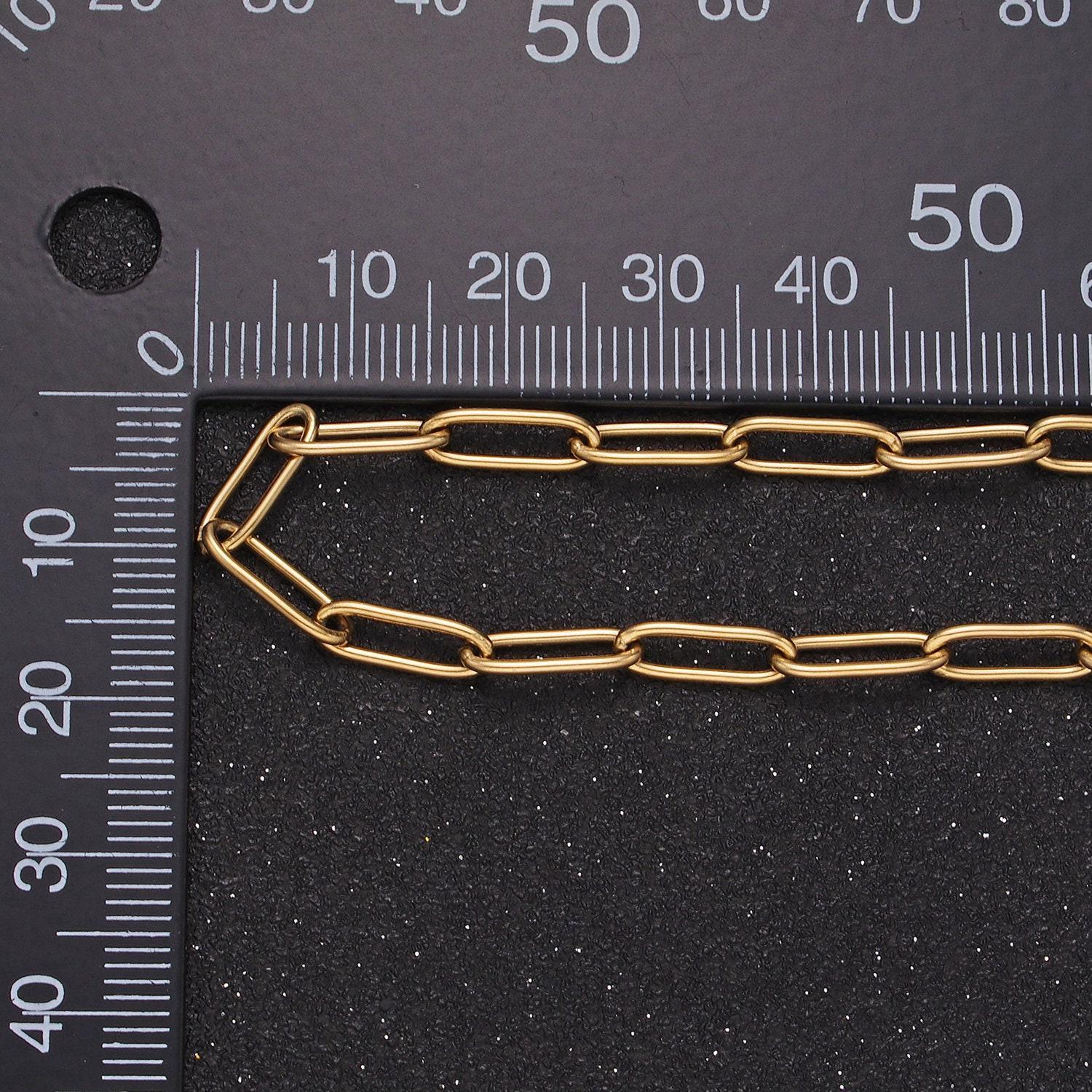 Gold stainless steel 11.7x3.9mm paperclip unfinished chain by yard tarnish free wholesale chain for necklace bracelet supply | roll-1477