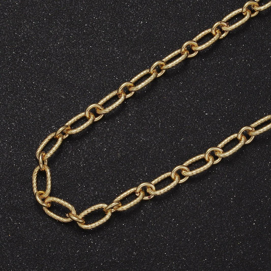 14k gold filled unfinished textured cable chain, cable link roll by yard | roll-707